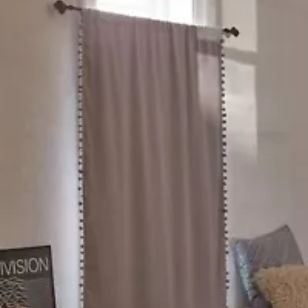 Urban Outfitters Blackout Pompom Curtain Panel 52x84